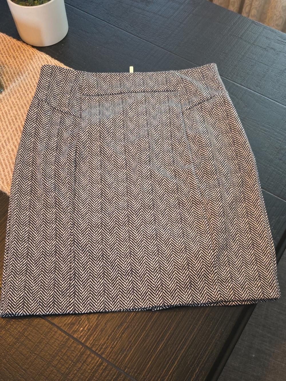 Michael Kors Black and White Herringbone Pencil Skirt